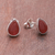 Carnelian stud earrings, 'Droplet Gleam' - Drop-Shaped Carnelian Stud Earrings from Thailand (image 2b) thumbail