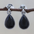Onyx dangle earrings, 'Droplet Gleam in Black' - Drop-Shaped Black Onyx Dangle Earrings from Thailand (image 2) thumbail