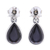 Onyx dangle earrings, 'Droplet Gleam in Black' - Drop-Shaped Black Onyx Dangle Earrings from Thailand thumbail