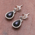 Onyx dangle earrings, 'Droplet Gleam in Black' - Drop-Shaped Black Onyx Dangle Earrings from Thailand (image 2b) thumbail