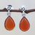 Carnelian dangle earrings, 'Droplet Gleam' - Drop-Shaped Carnelian Dangle Earrings from Thailand (image 2) thumbail