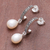 Cultured pearl dangle earrings, 'Moonlight Curve' - Cultured Pearl Half-Hoop Dangle Earrings from Thailand (image 2b) thumbail