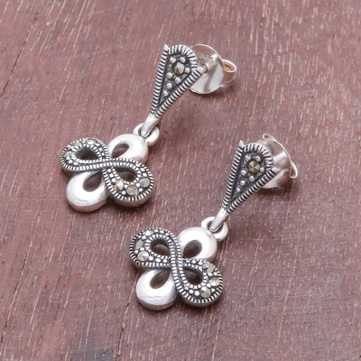 Sterling silver dangle earrings, 'Beautiful Infinity' - Infinity Motif Sterling Silver Dangle Earrings from Thailand
