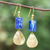 Lapis lazuli dangle earrings, 'Blue Cylinder' - Cylindrical Lapis Lazuli Dangle Earrings from Thailand (image 2) thumbail