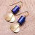 Lapis lazuli dangle earrings, 'Blue Cylinder' - Cylindrical Lapis Lazuli Dangle Earrings from Thailand (image 2b) thumbail