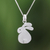 Sterling silver pendant necklace, 'Fluffy Rabbit' - Brushed-Satin Sterling Silver Rabbit Pendant Necklace (image 2) thumbail