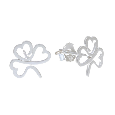 Sterling silver stud earrings, 'Beautiful Clover' - Sterling Silver Clover Stud Earrings from Thailand