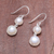 Cultured pearl dangle earrings, 'Double Moons' - Dangle Earrings with White Cultured Pearls from Thailand (image 2b) thumbail