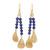 Lapis lazuli beaded dangle earrings, 'Brushed Petals' - Lapis Lazuli Beaded Dangle Earrings from Thailand