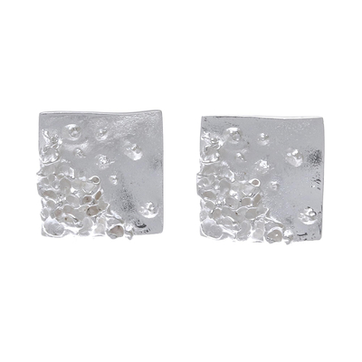 Sterling silver stud earrings, 'Planetary Surface' - Modern Textured Sterling Silver Stud Earrings from Thailand