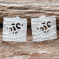 Sterling silver drop earrings, 'Natural Waves' - Modern Swirl Pattern Sterling Silver Drop Earrings
