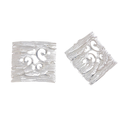 Pendientes colgantes de plata de ley - Aretes colgantes modernos de plata esterlina con patrón de remolino