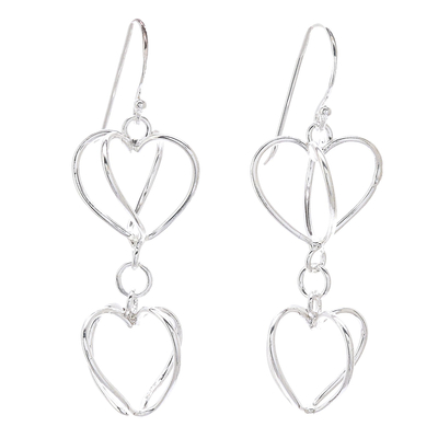 Heart-Shaped Sterling Silver Dangle Earrings from Thailand