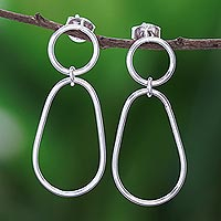 Sterling silver dangle earrings, 'Simple Charm' - Modern High-Polish Sterling Silver Dangle Earrings