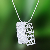 Sterling silver pendant necklace, 'Complementary Couple' - Modern Abstract Sterling Silver Pendant Necklace