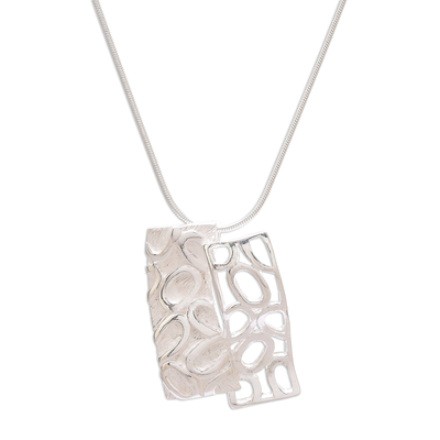 Sterling silver pendant necklace, 'Complementary Couple' - Modern Abstract Sterling Silver Pendant Necklace