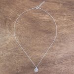 Sterling silver pendant necklace, 'Intricate Weave' - Weave Pattern Sterling Silver and CZ Pendant Necklace