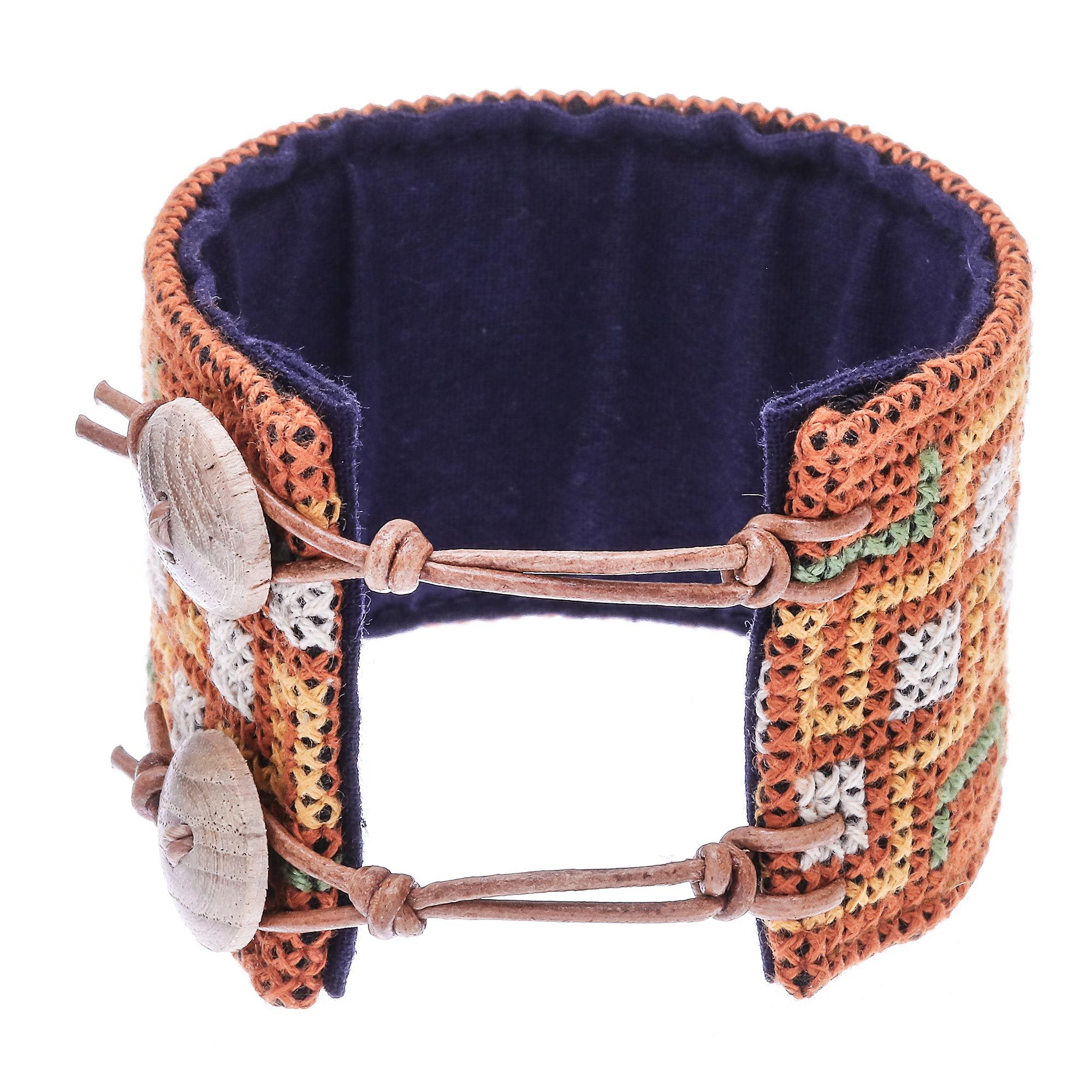 Hmong Cross Stitched Cotton Wristband Bracelet from Thailand Hmong