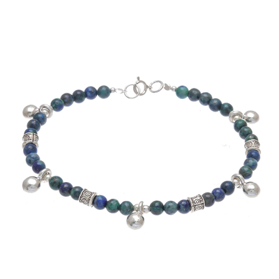 Azure-Malachite Beaded Charm Bracelet from Thailand