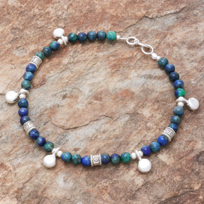 Azure-Malachite Beaded Charm Bracelet from Thailand - Feeling Loved ...