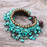 Bettelarmband mit Calcit-Perlen, „Bohemian Luster“ – Bettelarmband mit Calcit-Perlen, hergestellt in Thailand