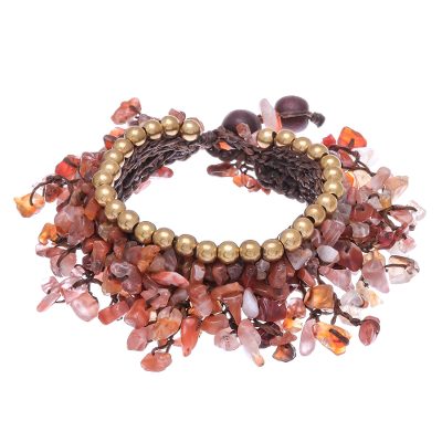Carnelian Beaded Charm Bracelet Crafted in Thailand