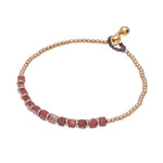 Jasper beaded anklet, 'Cube Beauty' - Beaded Anklet with Cube Jasper from Thailand