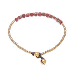 Jasper beaded anklet, 'Cube Beauty' - Beaded Anklet with Cube Jasper from Thailand