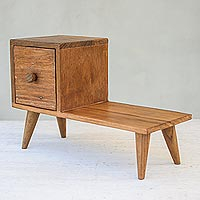 Teak wood decorative box, 'Modern Bench'