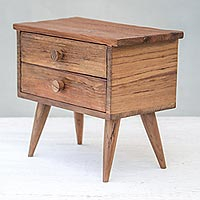 Teak wood jewelry box, 'Modern Dresser' (2 drawers)