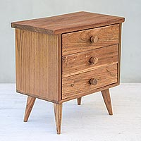 Teak wood jewelry box, 'Modern Dresser' (3 drawers) - Modern Teak Wood Jewelry Box with Three Drawers