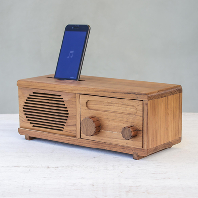 Teak wood phone speaker, Vintage Radio