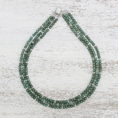 Jade beaded strand necklace, 'Green Holiday' - Jade Beaded Strand Necklace from Thailand