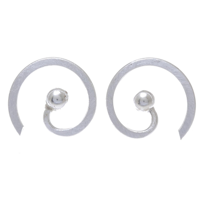 Spiral-Shaped Sterling Silver Button Earrings from Thailand