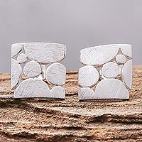 Sterling silver stud earrings, 'Modern Path' - Modern Sterling Silver Stud Earrings from Thailand