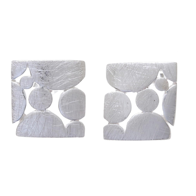 Sterling silver stud earrings, 'Modern Path' - Modern Sterling Silver Stud Earrings from Thailand