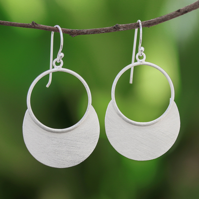 Sterling silver dangle earrings, 'Moon Gala' - Sterling Silver Crescent Dangle Earrings from Thailand