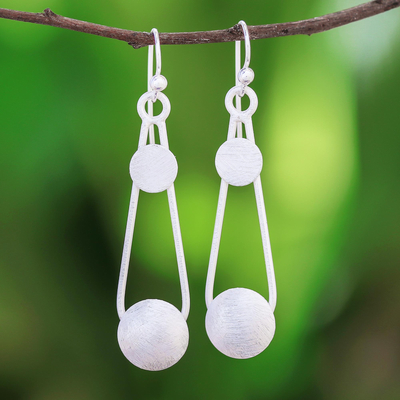 Sterling silver dangle earrings, 'Delightful Moons' - Circular Sterling Silver Dangle Earrings from Thailand