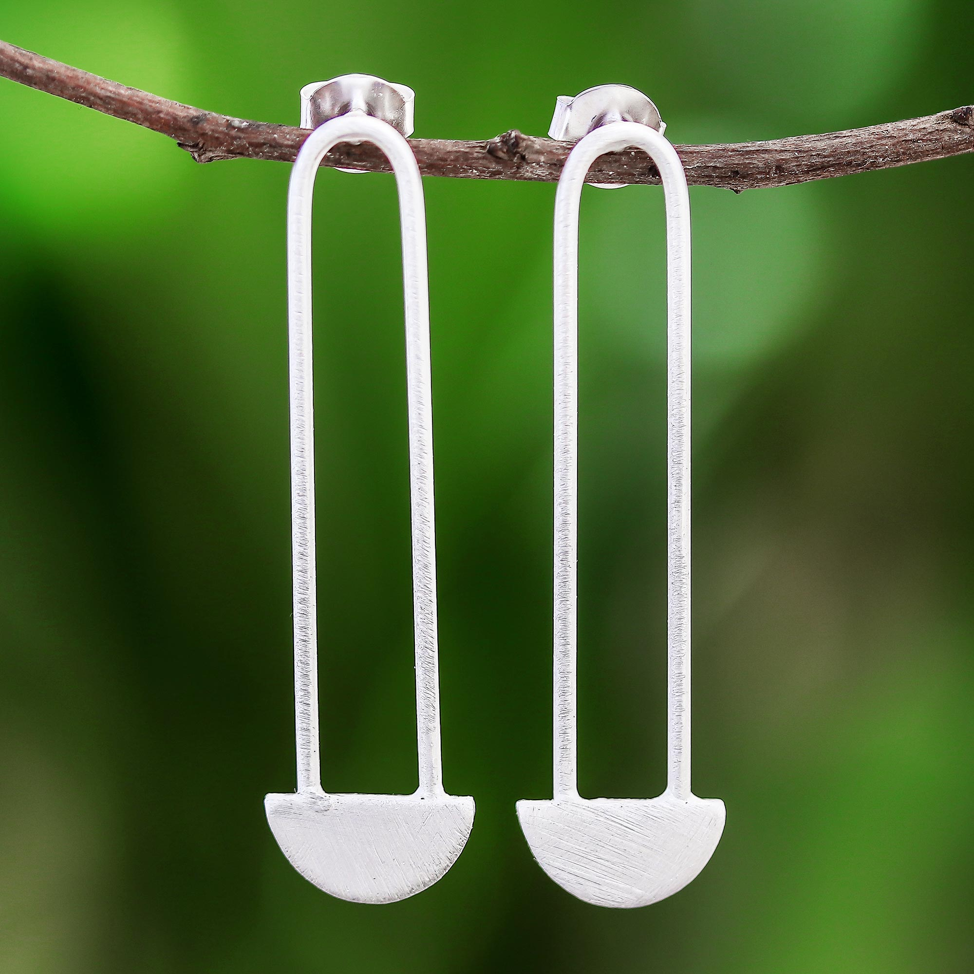 Modern Sterling Silver Drop Earrings Crafted in Thailand