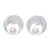 Cultured pearl button earrings, 'Smooth Moon' - Brushed-Satin Cultured Pearl Button Earrings from Thailand