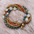 Multi-gemstone beaded torsade bracelet, 'Thai Vibrance' - Multi-Gemstone Beaded Torsade Bracelet with Bells