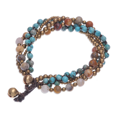 Achat- und Kalzit-Perlen-Torsade-Armband, 'Wonderful Mood' - Achat und Calcit Perlen Torsade Armband aus Thailand