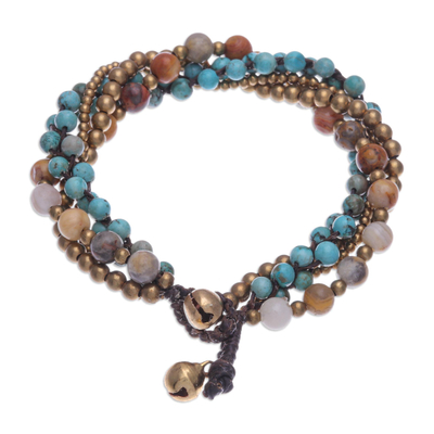 Agate and calcite beaded torsade bracelet, 'Wonderful Mood' - Agate and Calcite Beaded Torsade Bracelet from Thailand