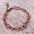 Quartz beaded macrame bracelet, 'Blooming with Love' - Pink Quartz Beaded Macrame Bracelet from Thailand