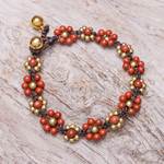 Jasper beaded macrame bracelet, 'Blooming with Love' - Jasper Beaded Macrame Bracelet from Thailand