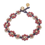 Jasper beaded macrame bracelet, 'Blooming with Love' - Jasper Beaded Macrame Bracelet from Thailand