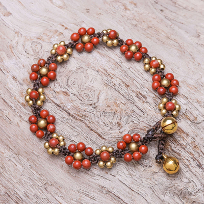 Jaspis-Perlen-Makramee-Armband - Jaspis-Perlen-Makramee-Armband aus Thailand