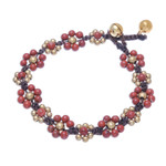 Jasper beaded macrame bracelet, 'Blooming with Love' - Jasper Beaded Macrame Bracelet from Thailand