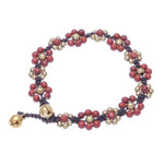 Jasper beaded macrame bracelet, 'Blooming with Love' - Jasper Beaded Macrame Bracelet from Thailand