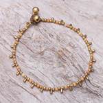 Quartz beaded charm anklet, 'Bohemian Shower in Orange' - Orange Quartz Beaded Charm Anklet from Thailand